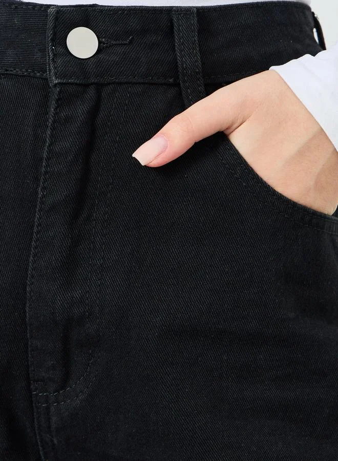 Styli Women Black Wide Leg Jeans